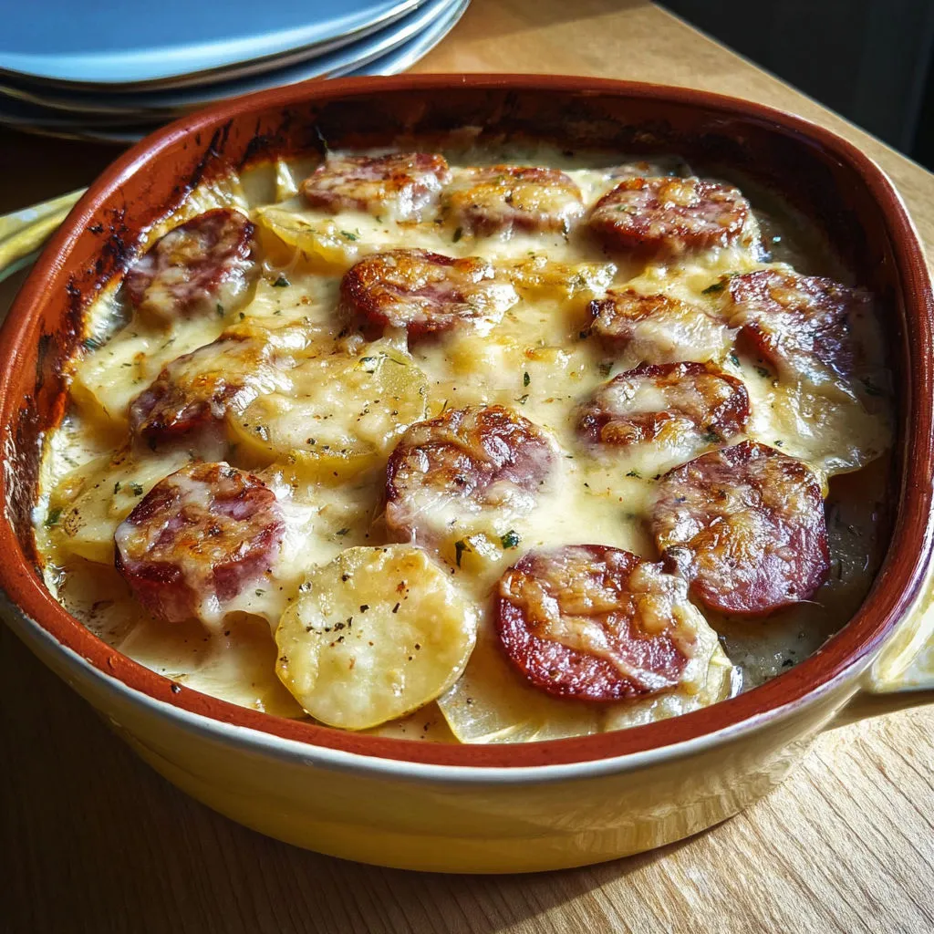 Une belle part de morbiflette du Jura servie à table sur du bois.