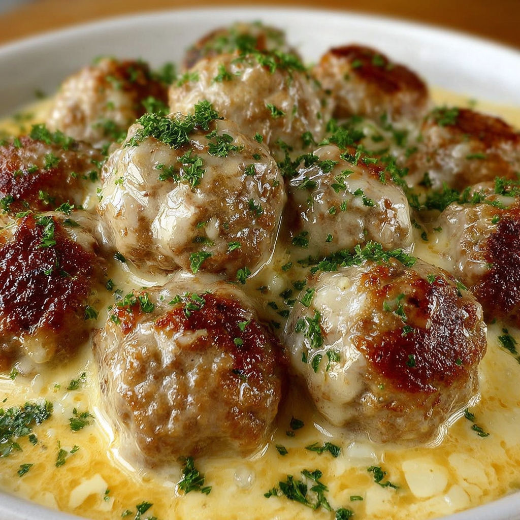 Boulettes dorées en beurre ail, un plat gourmand et chaleureux.