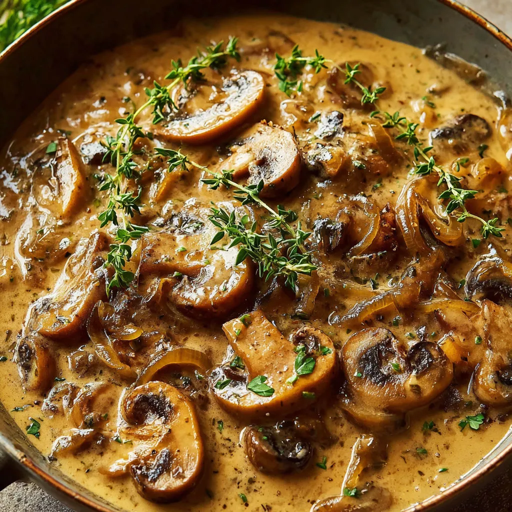 La sauce chasseur inspirée de la Forêt-Noire dans un bol en métal, épaisse et gourmande.