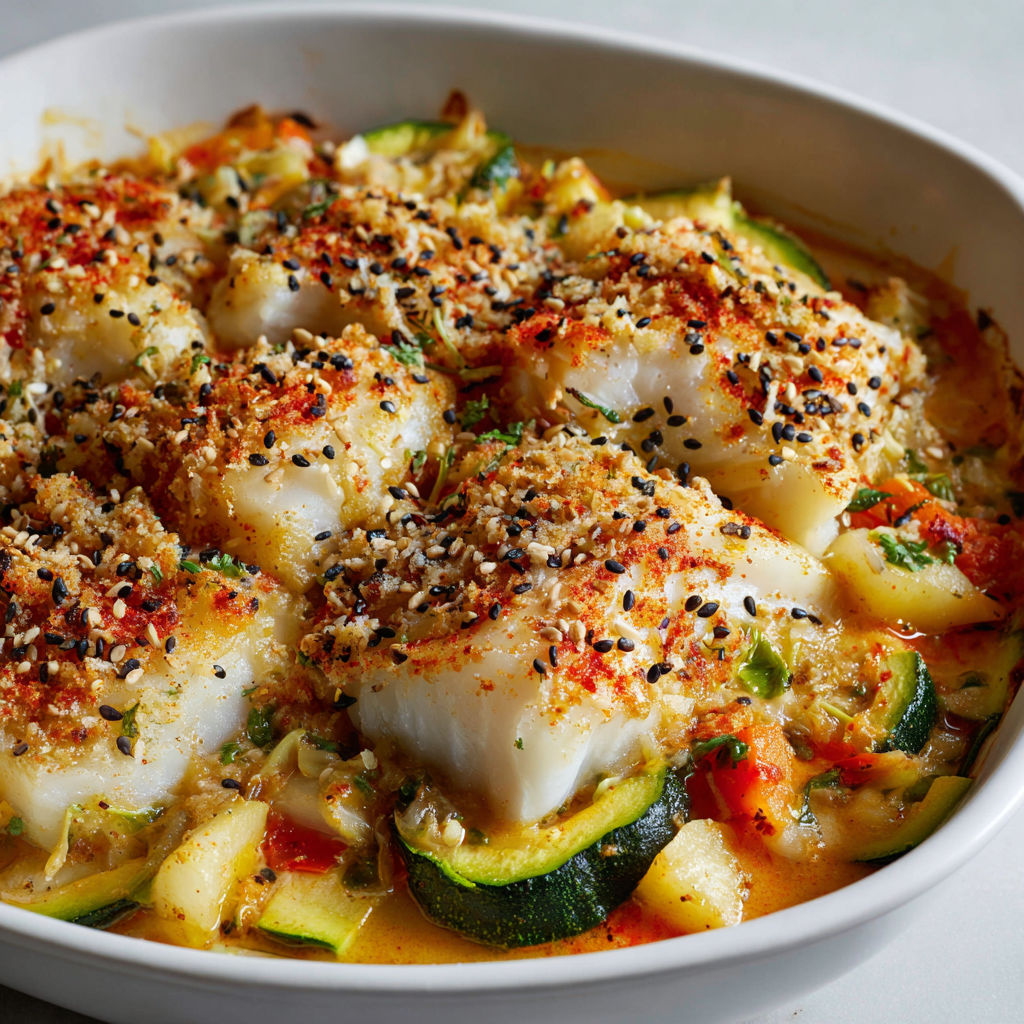 Plat réconfortant courgettes et poisson gratiné