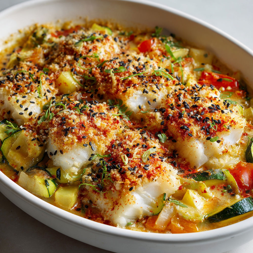 Gratin express poisson courgettes aux herbes