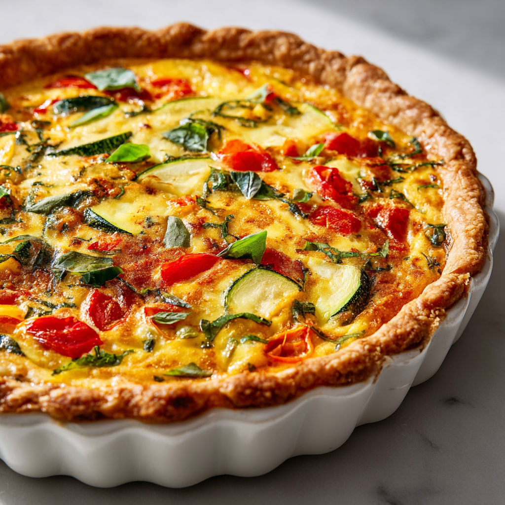 Quiche légère courgettes tomates basilic