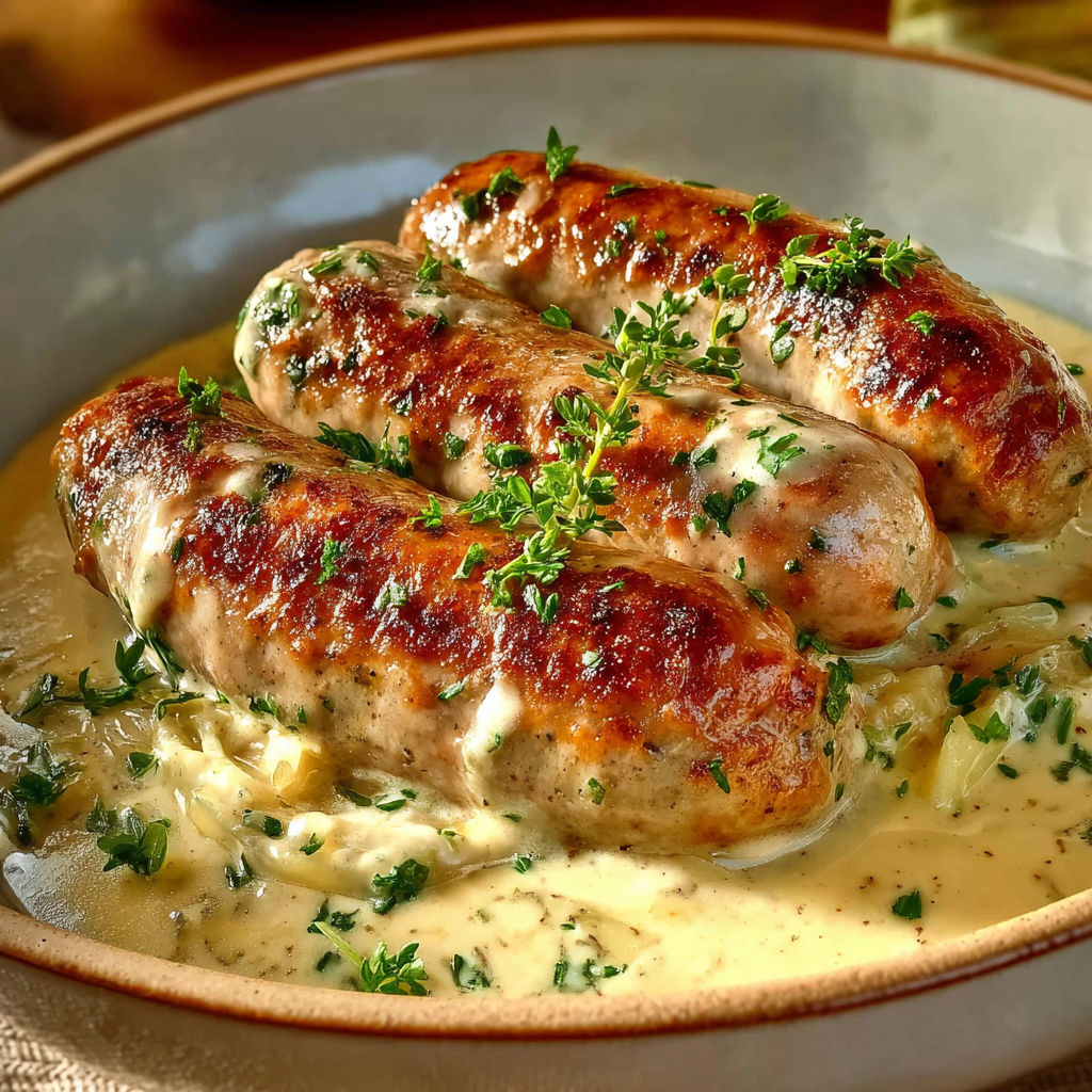 Andouillettes à la moutarde et sauce crémeuse