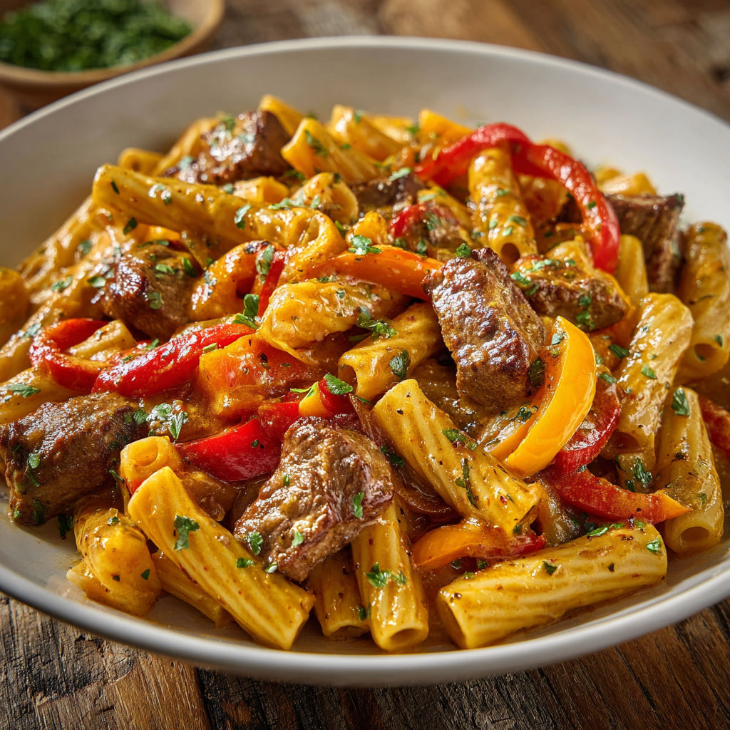 Tagliatelles au bœuf poivrons et sauce soja relevée