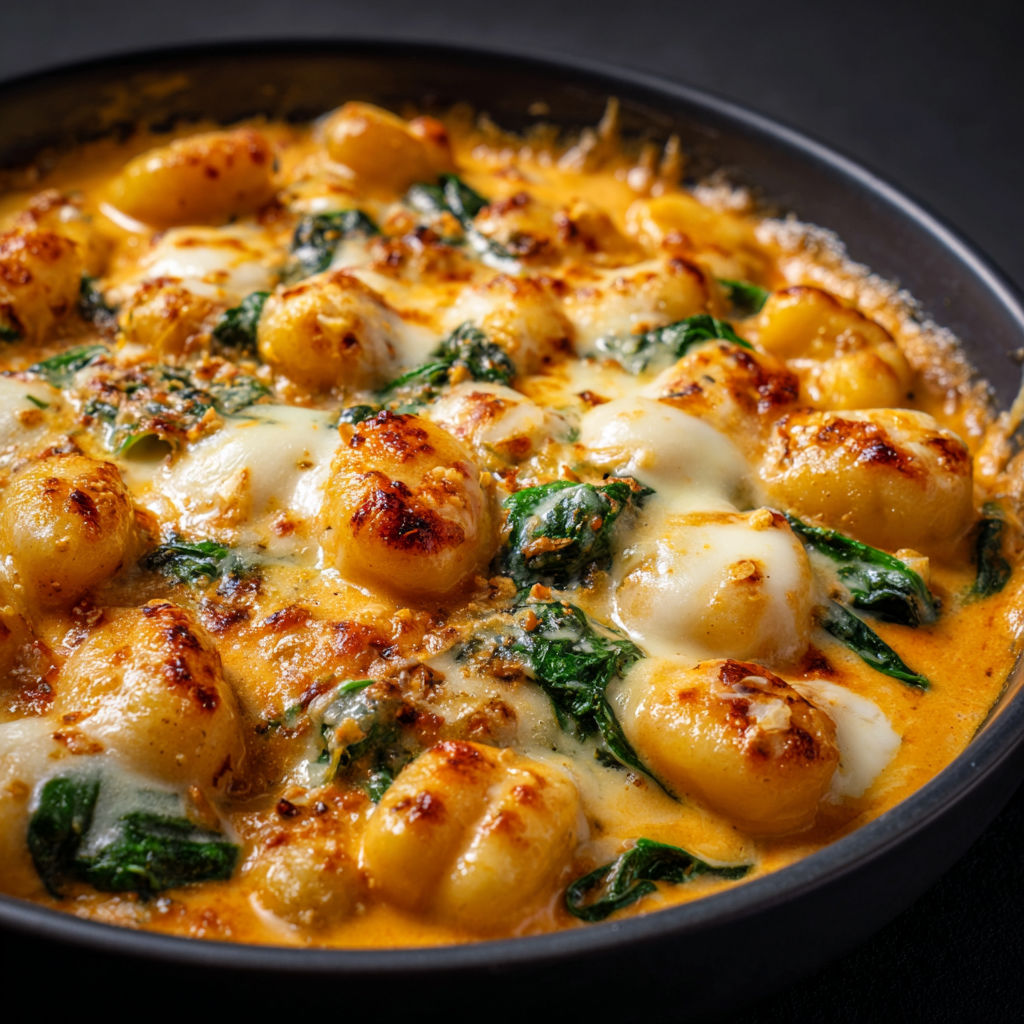 Des gnocchis au potimarron et une mozzarella bien gratinée.