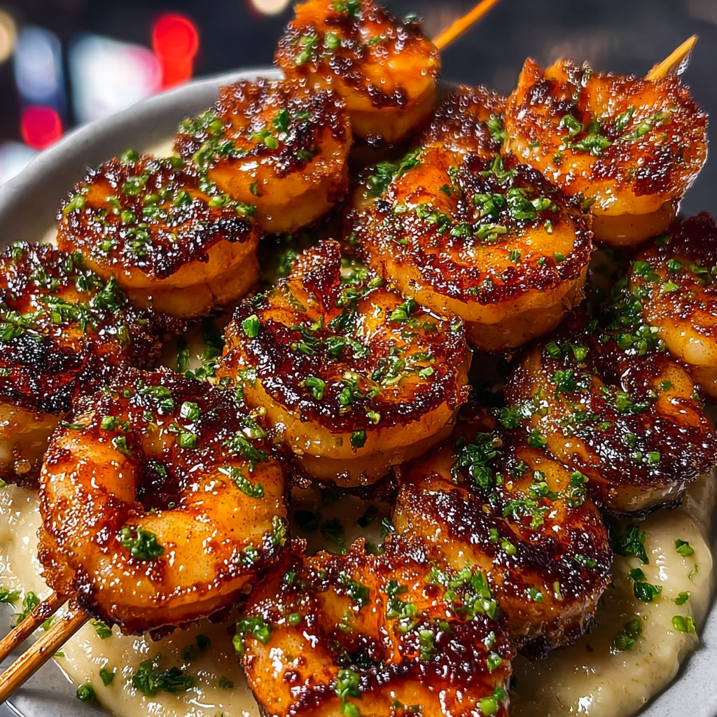 Des brochettes croustillantes accompagnées de sauce citronnée.