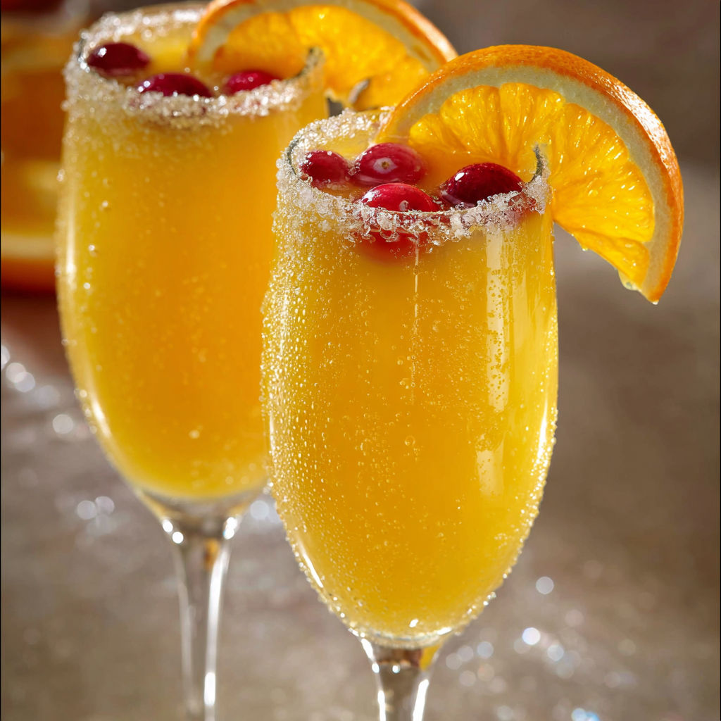 De beaux verres remplis de punch maison décorés de fruits rouges et agrumes.