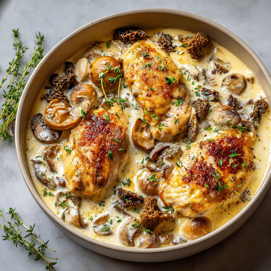 Cassolettes de Volaille et Morilles à la Crème ultra onctueuse.