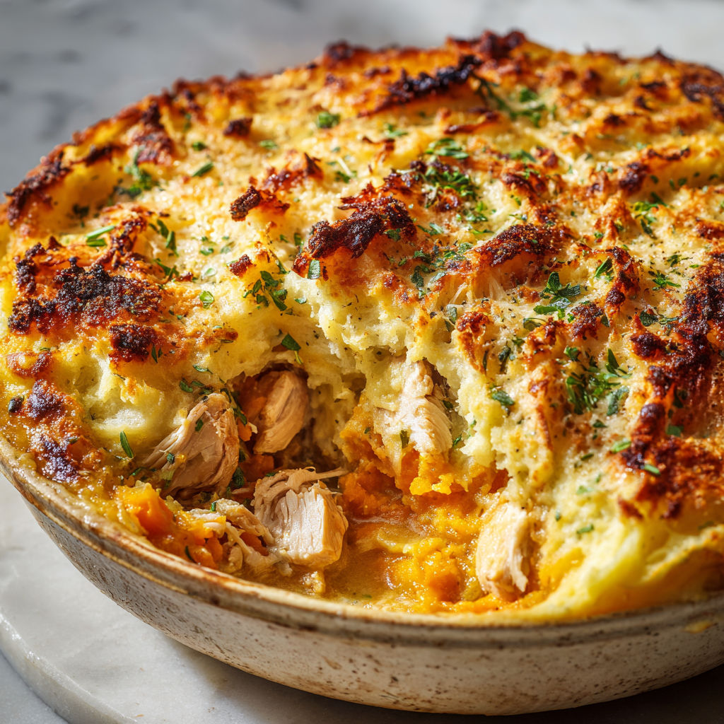 Gratin de Poulet et Purée de Légumes d’Automne.