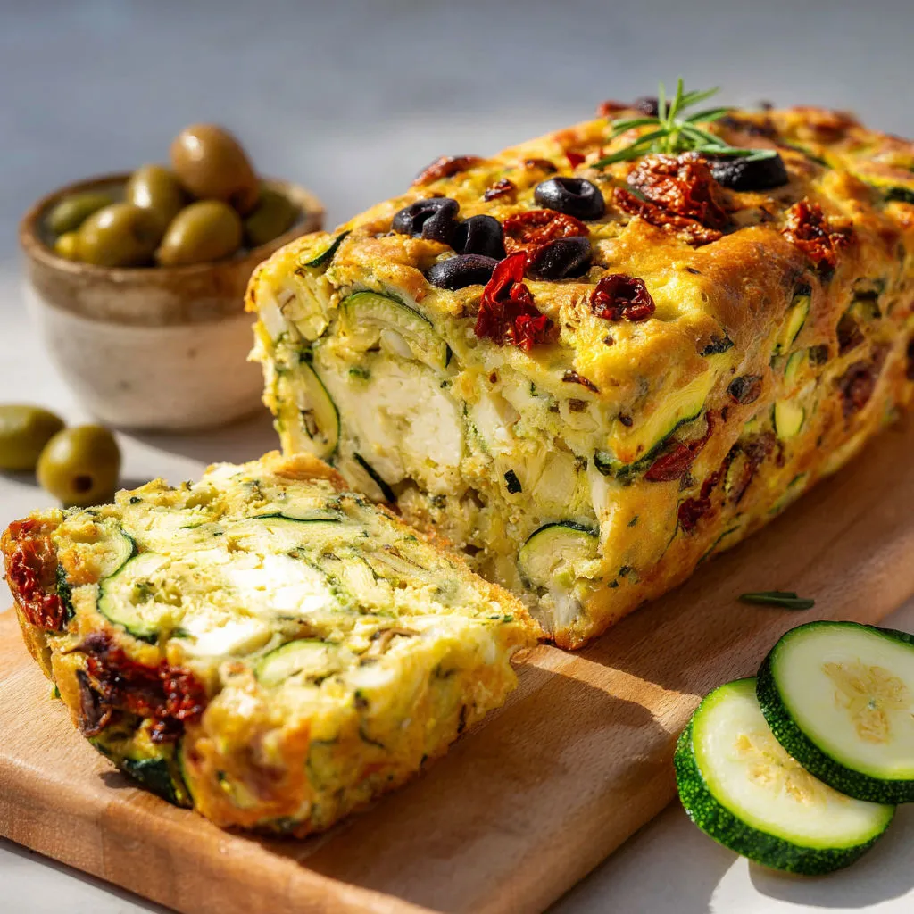 Gâteau Salé Courgettes, Tomates Séchées et Olives