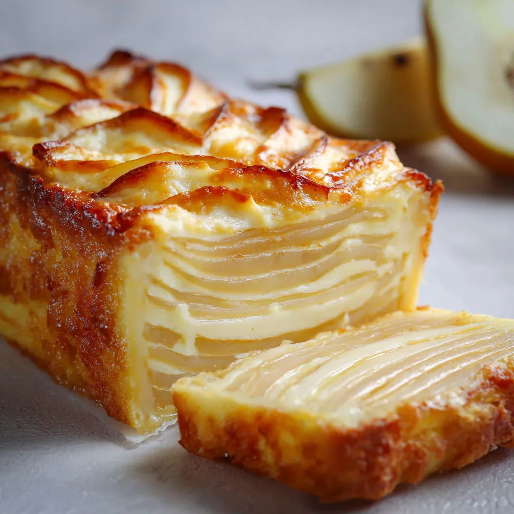 Gâteau Invisible aux Poires et Vanille.