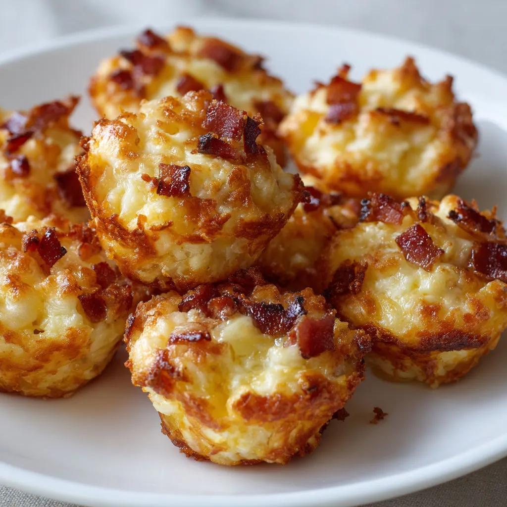 Bouchées dorées au comté et bacon tout fondant.