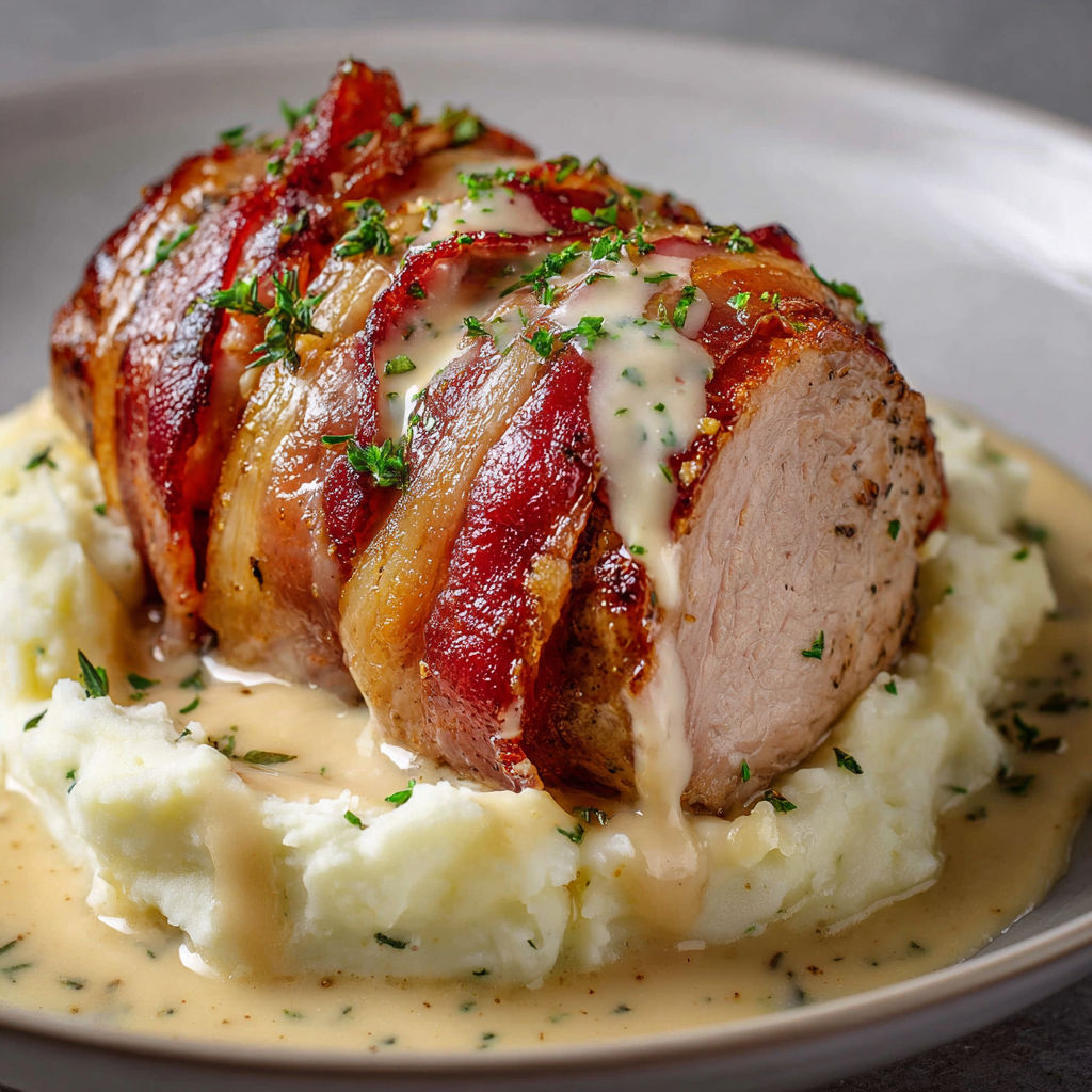 Filet Mignon, Sauce Boursin et Lard Fumé tout crémeux.