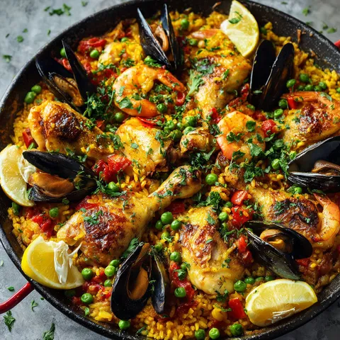 Un riz savoureux au poulet et légumes avec des poivrons, oignons et épinards.