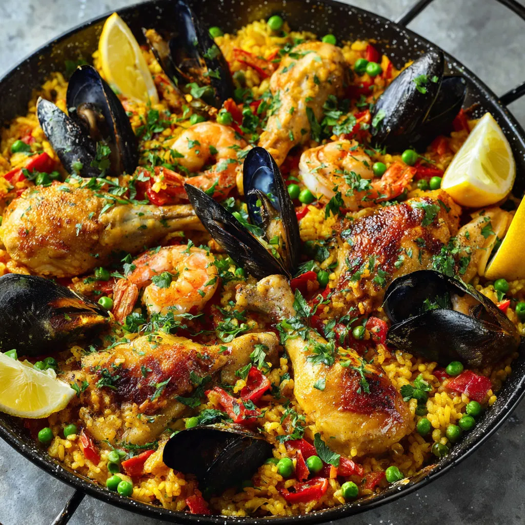 Grande Poêlée Gourmande Fruits de Mer et Poulet.