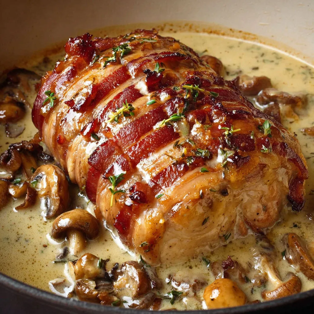 Dinde Crémeuse et Champignons Frais.