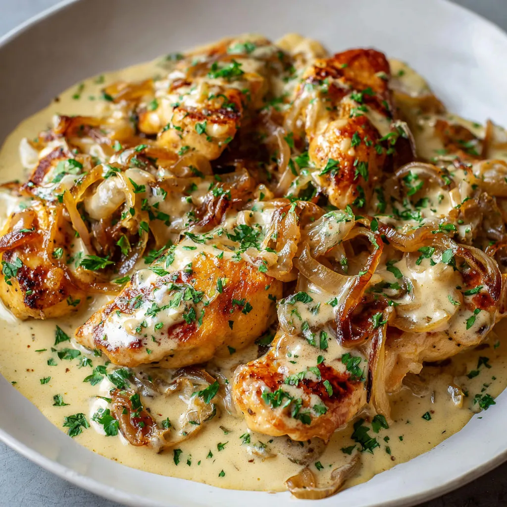 Poulet sauce bière crémeuse façon brasserie.