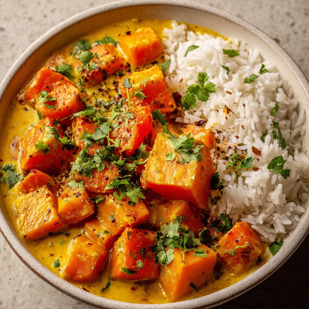 Mijoté Butternut, Patate Douce et Carottes façon curry.
