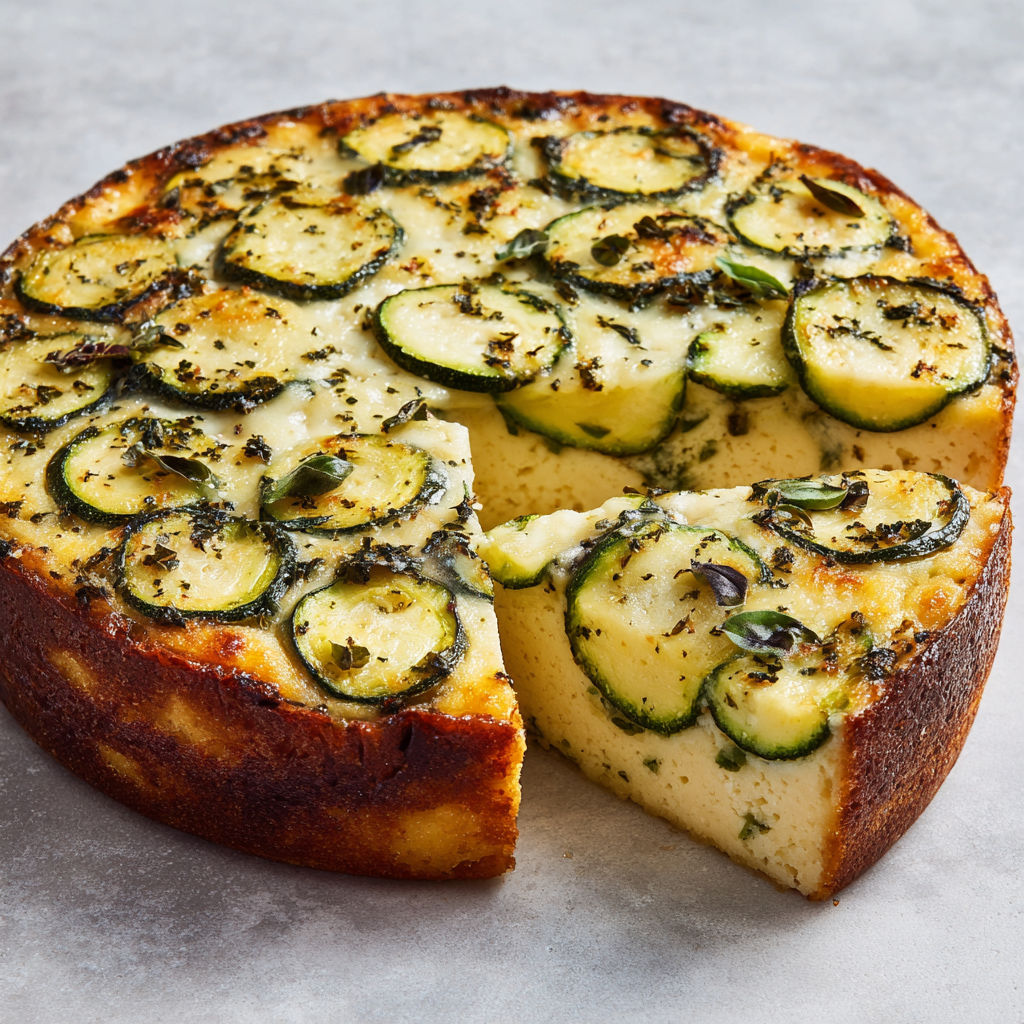 Flan gourmand de courgettes fromage basilic.