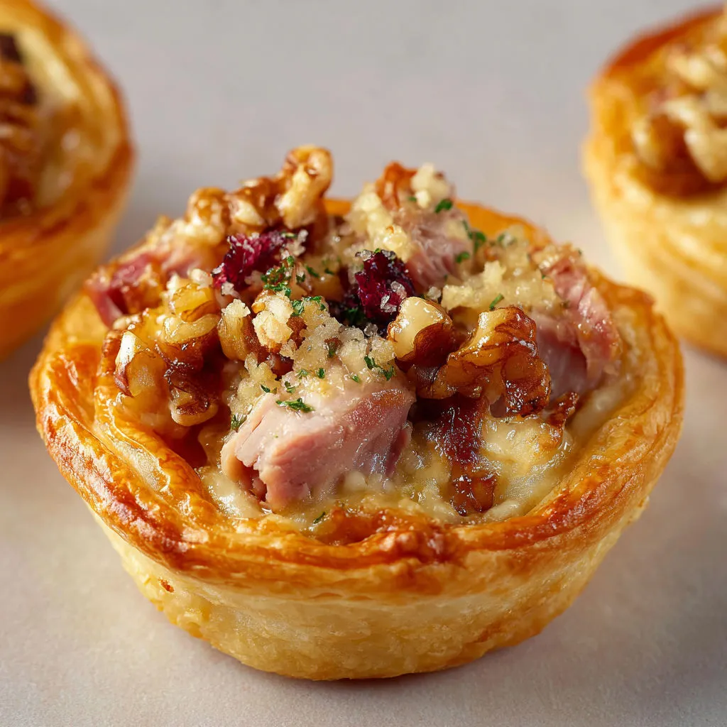 Appétissantes tartelettes magret fumé sur une table.