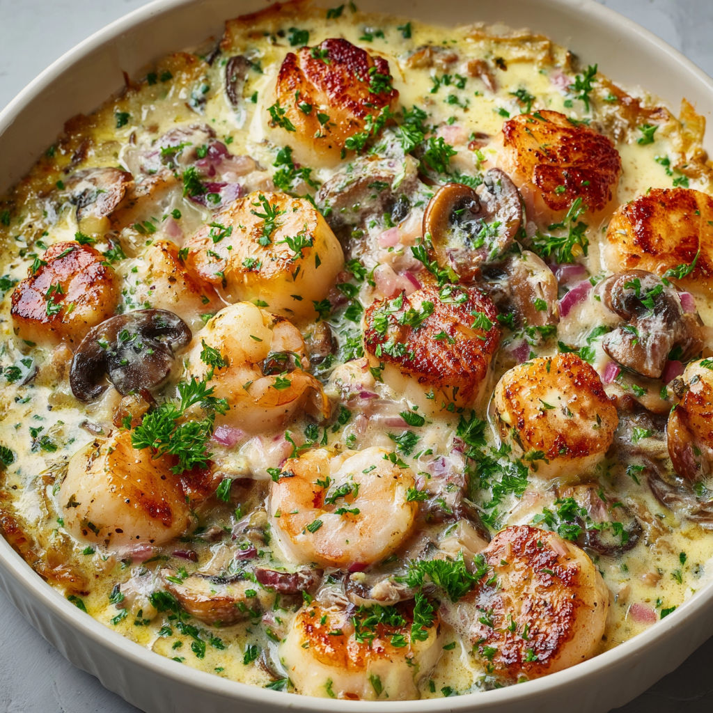 Cassolette crémeuse de fruits de mer pour les fêtes