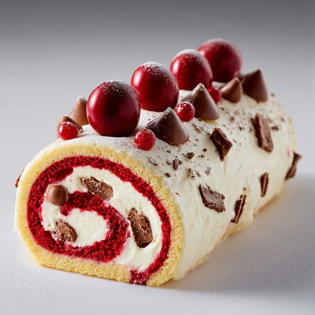 Roulé gourmand mascarpone, cerises et Schoko-Bons.