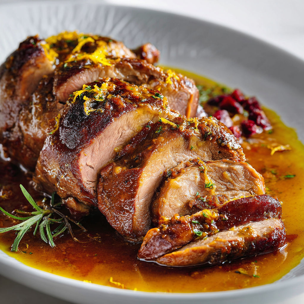 Viande d'agneau braisée douce et savoureuse, dressée dans une belle assiette en porcelaine.