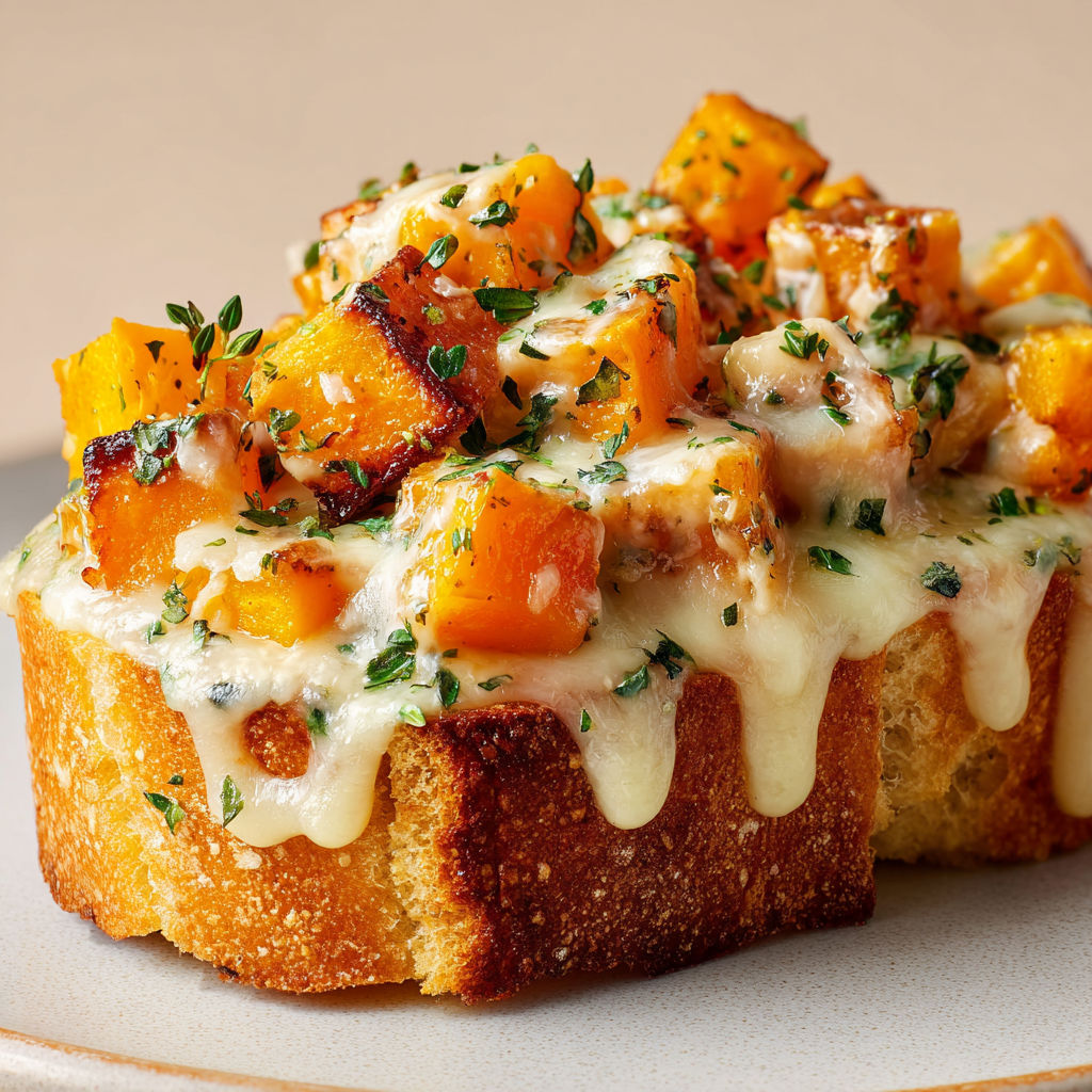 Gratin Butternut et Pain à l’Ail – Toasts Festifs à Partager.