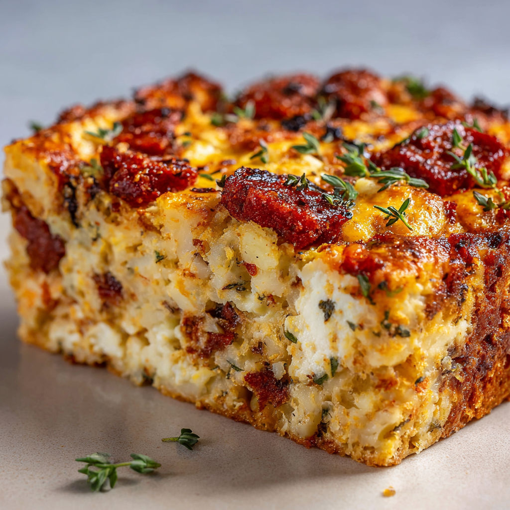 Carré Salé au Chou-Fleur, Chorizo et Fromage Ultra Fondant.