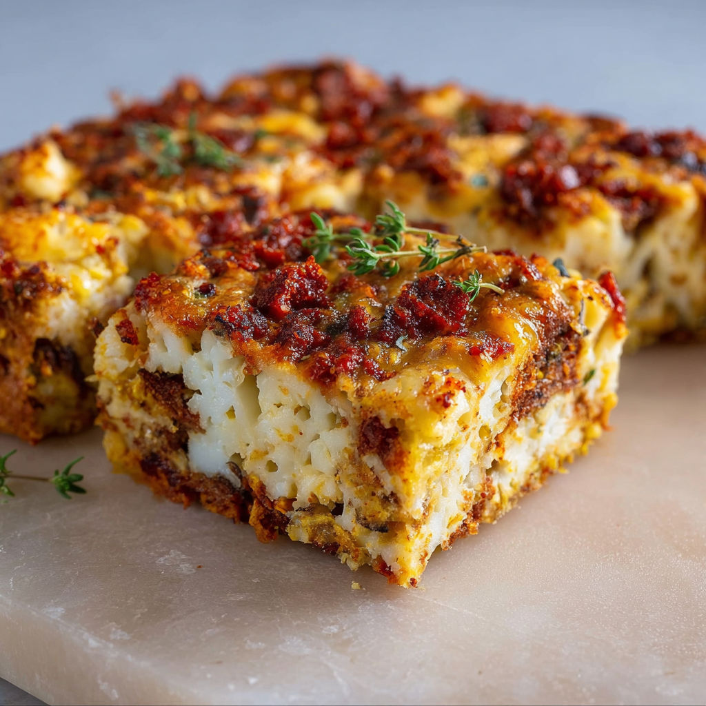 Gâteau Gourmand au Chou-Fleur & Chorizo, Moelleux et Senteur du Sud.