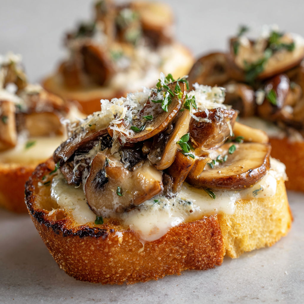Pain à l’Ail Fondant aux Champignons Crémeux.