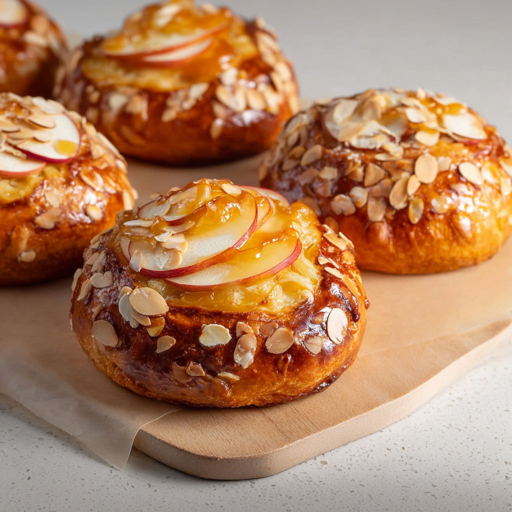 Brioches dorées pommes amandes, douceur d’enfance.