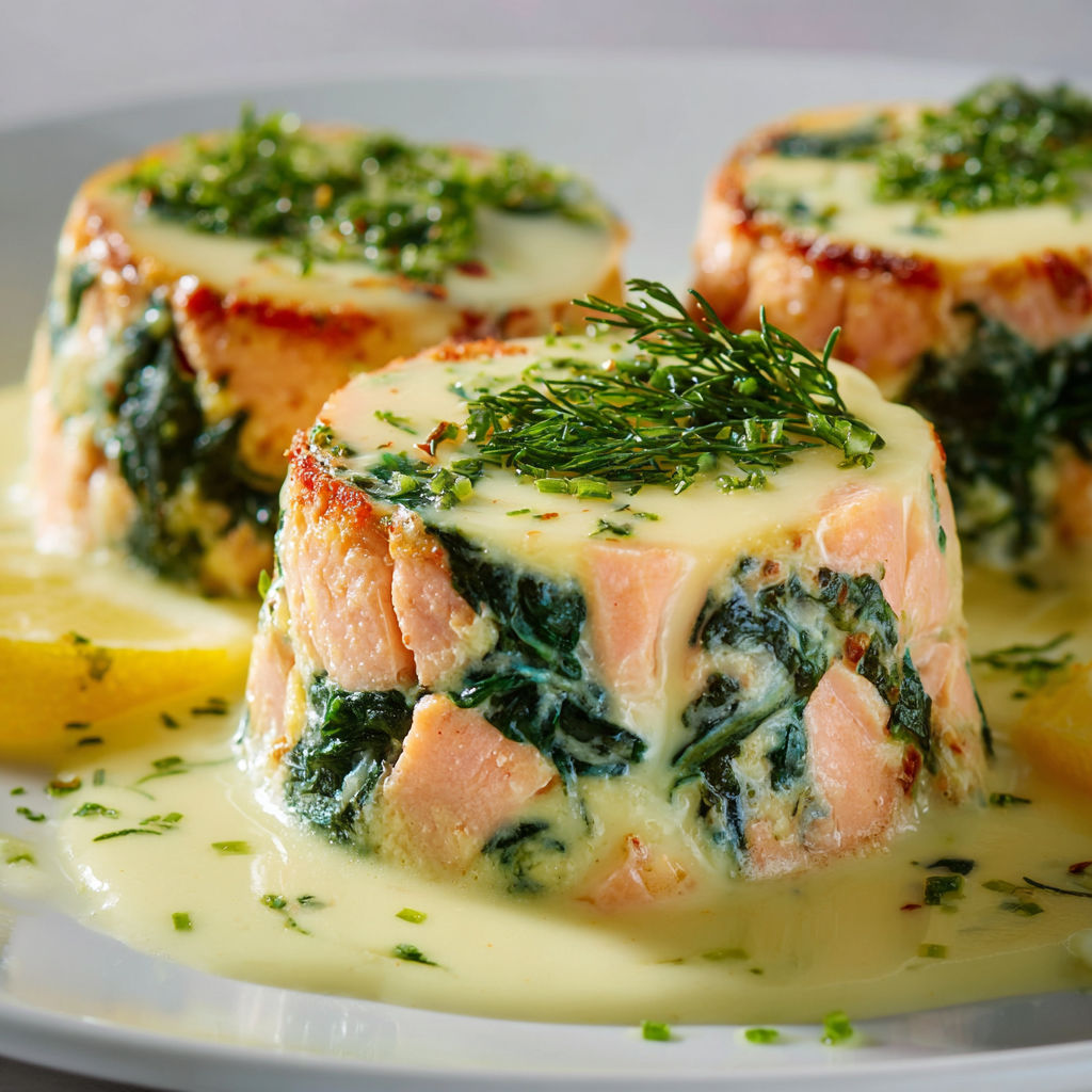 Flan Gourmand Saumon Épinards et Citron.