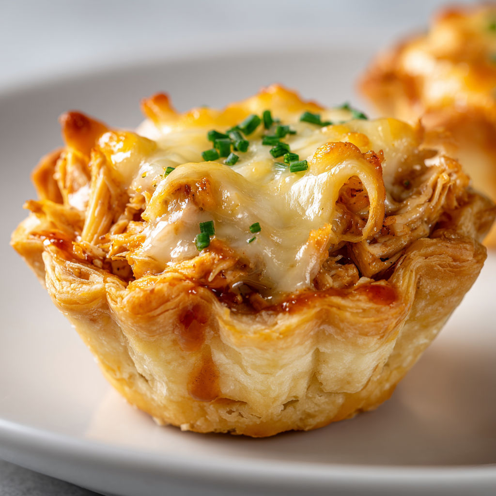 Délicieuses bouchées festives au poulet BBQ et fromage.