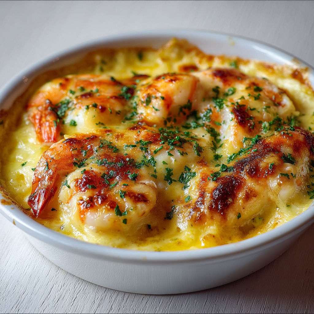 Gratin raffiné de langoustines crème safran.
