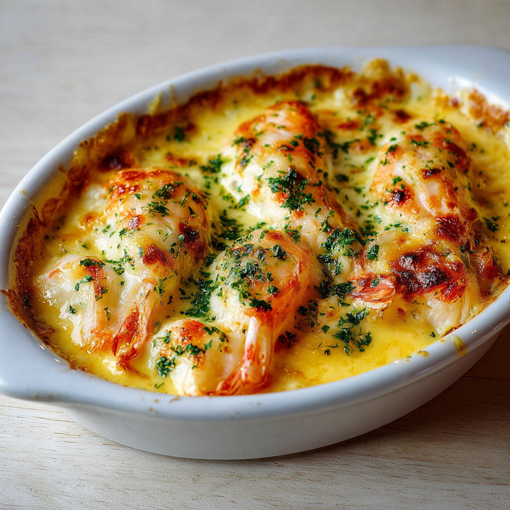 Langoustines gratinées au safran, ultra fondantes et raffinées.