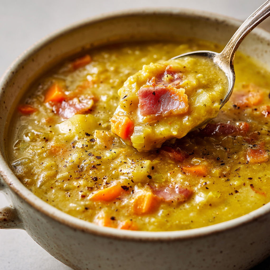 Soupe Maison aux Pois Cassés et Lardons.