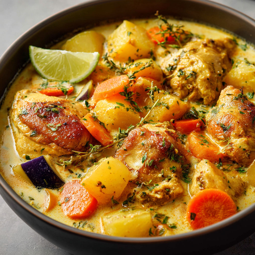 Poulet Colombo au Lait de Coco : Saveurs Créoles Épicées.