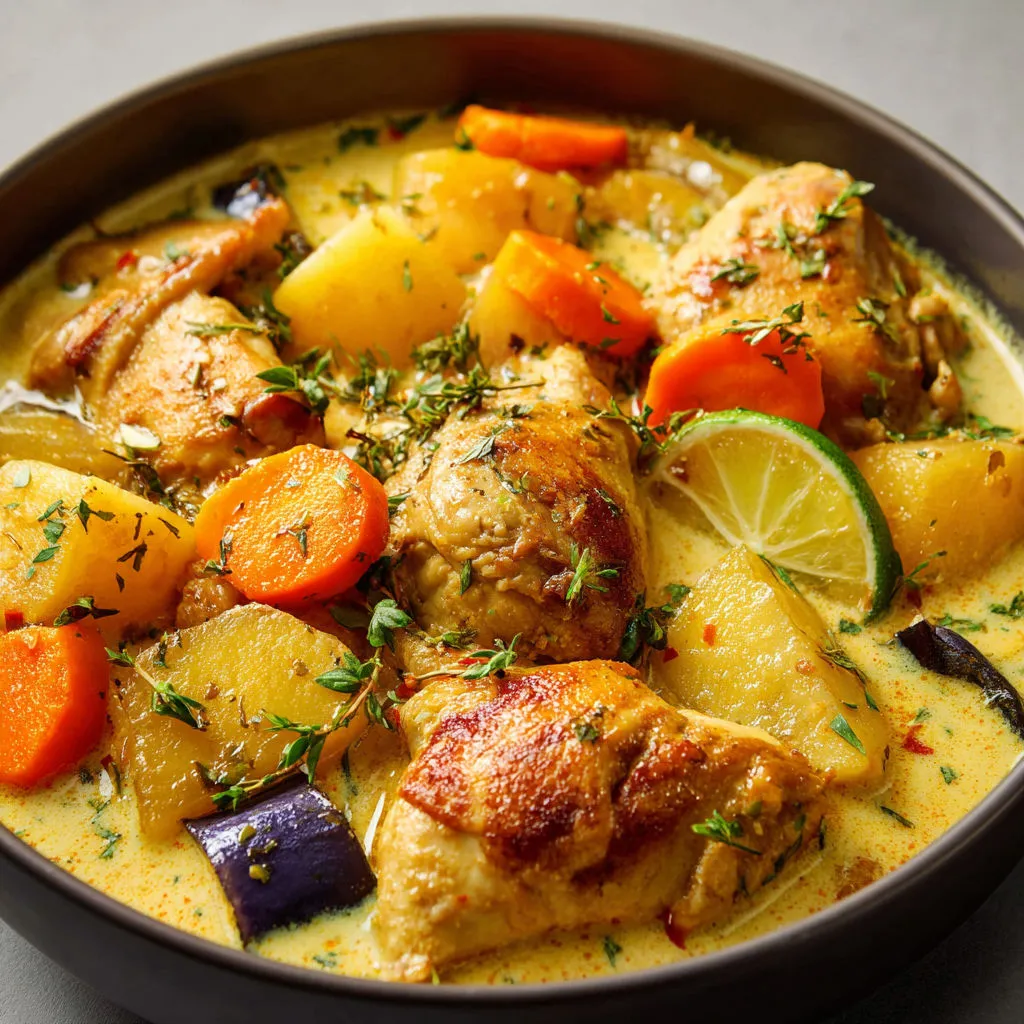 Mijoté Créole : Colombo de Poulet et Légumes au Coco.