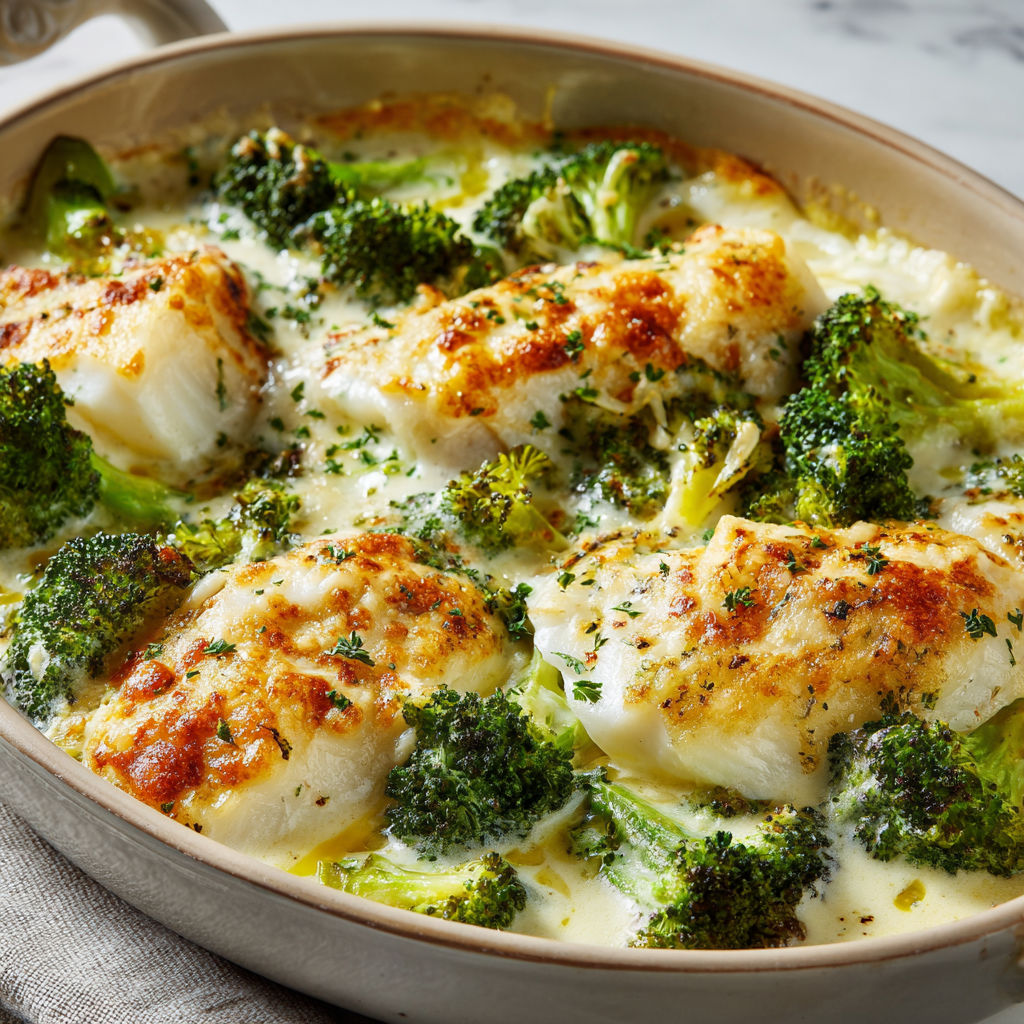 Gratin crémeux de poisson aux brocolis, ultra gourmand.