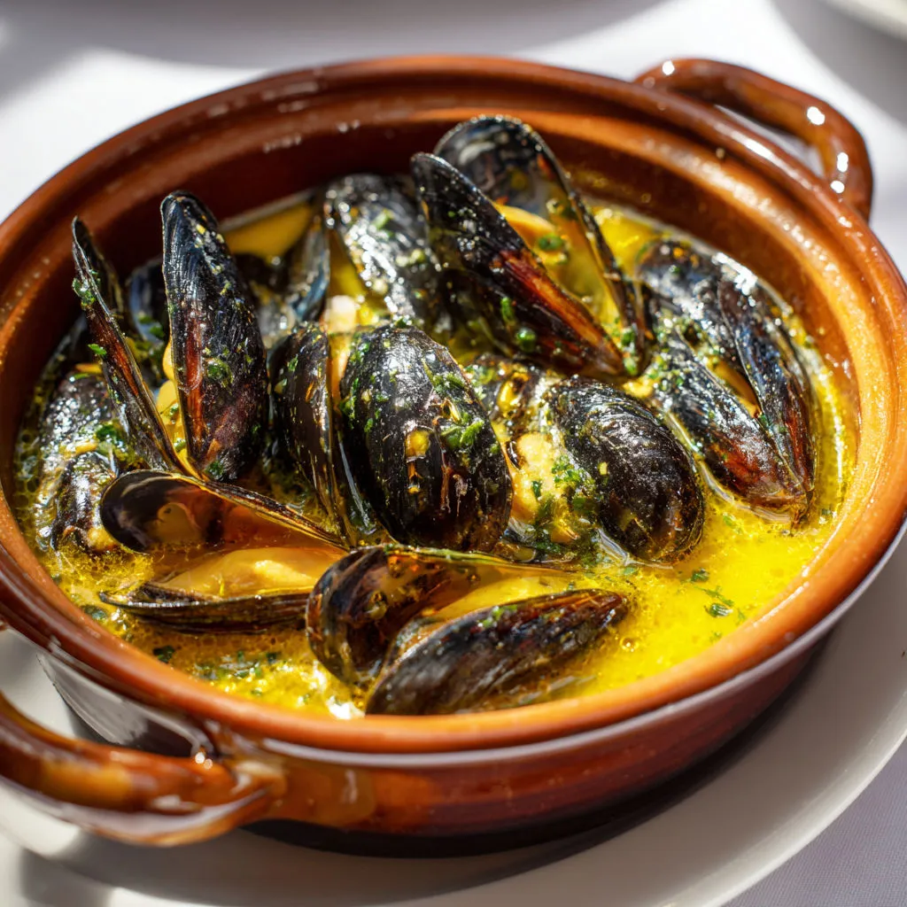 Soupe de moules crémeuse au safran.