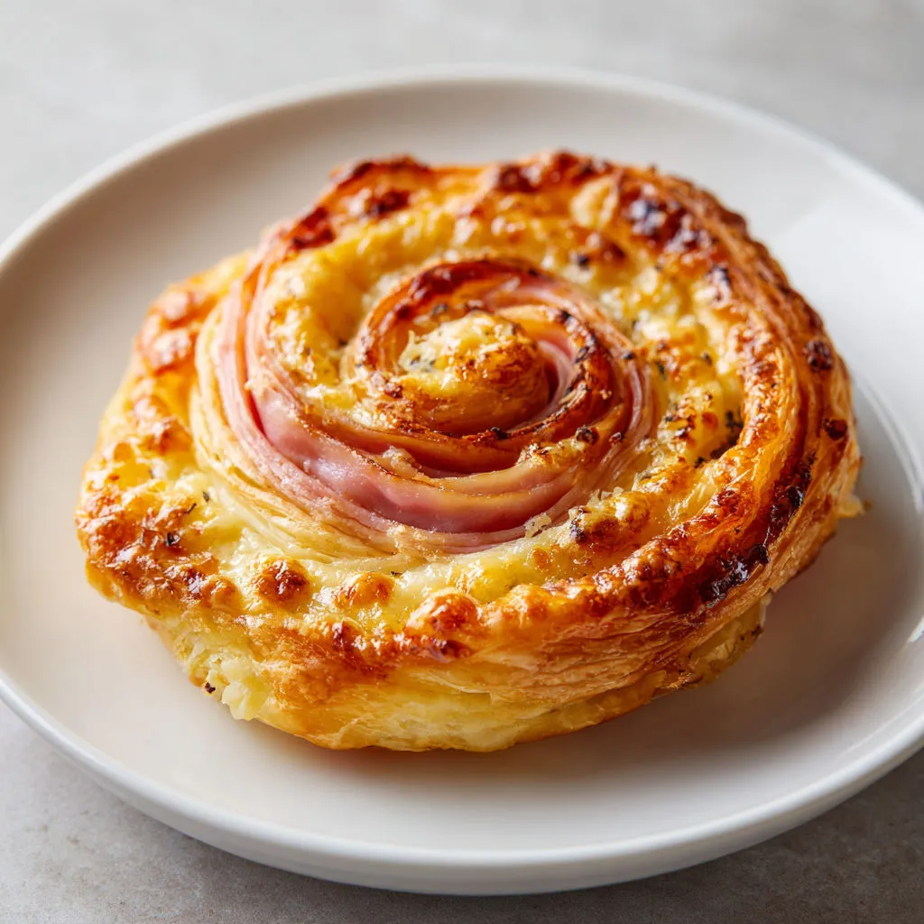 Feuilleté ultra-fondant au jambon et fromage, bien doré, qui fait craquer tous les fans d’apéros maison.