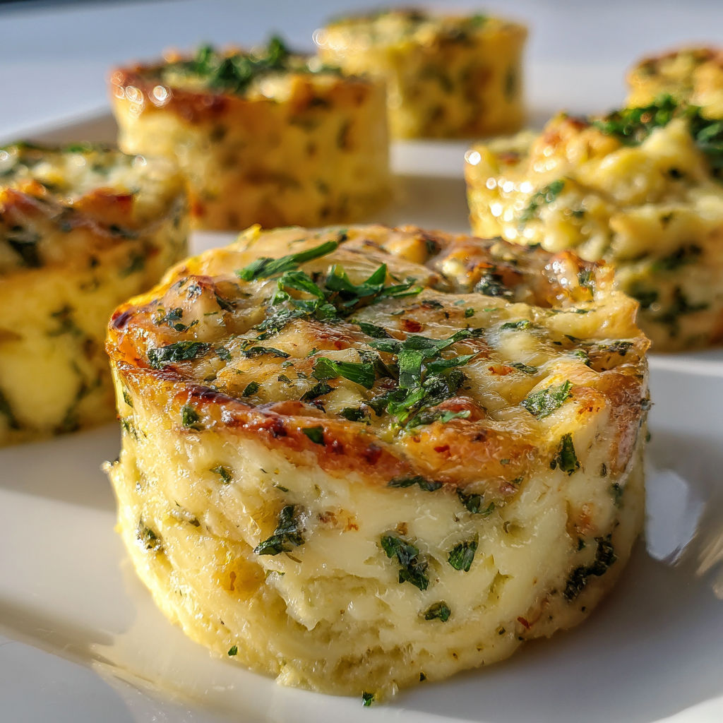Flans de thon moelleux avec fromage et herbes, parfaits pour accompagnement ou bouchées d'apéritif.