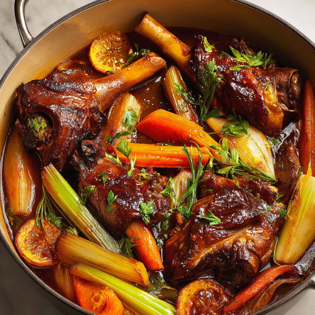 Jarrets d’agneau au miel de sarrasin bien dorés.