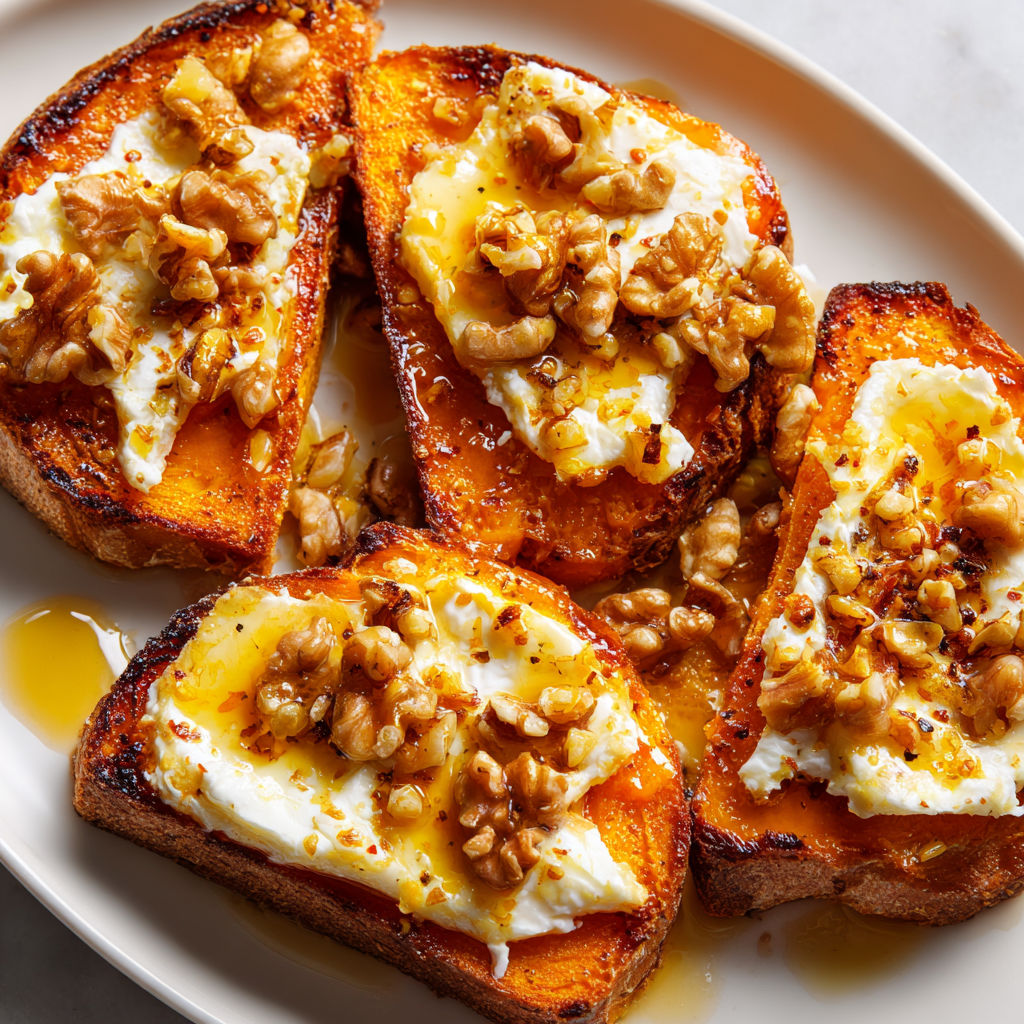 Butternut rôti fondant au camembert nappé de miel.