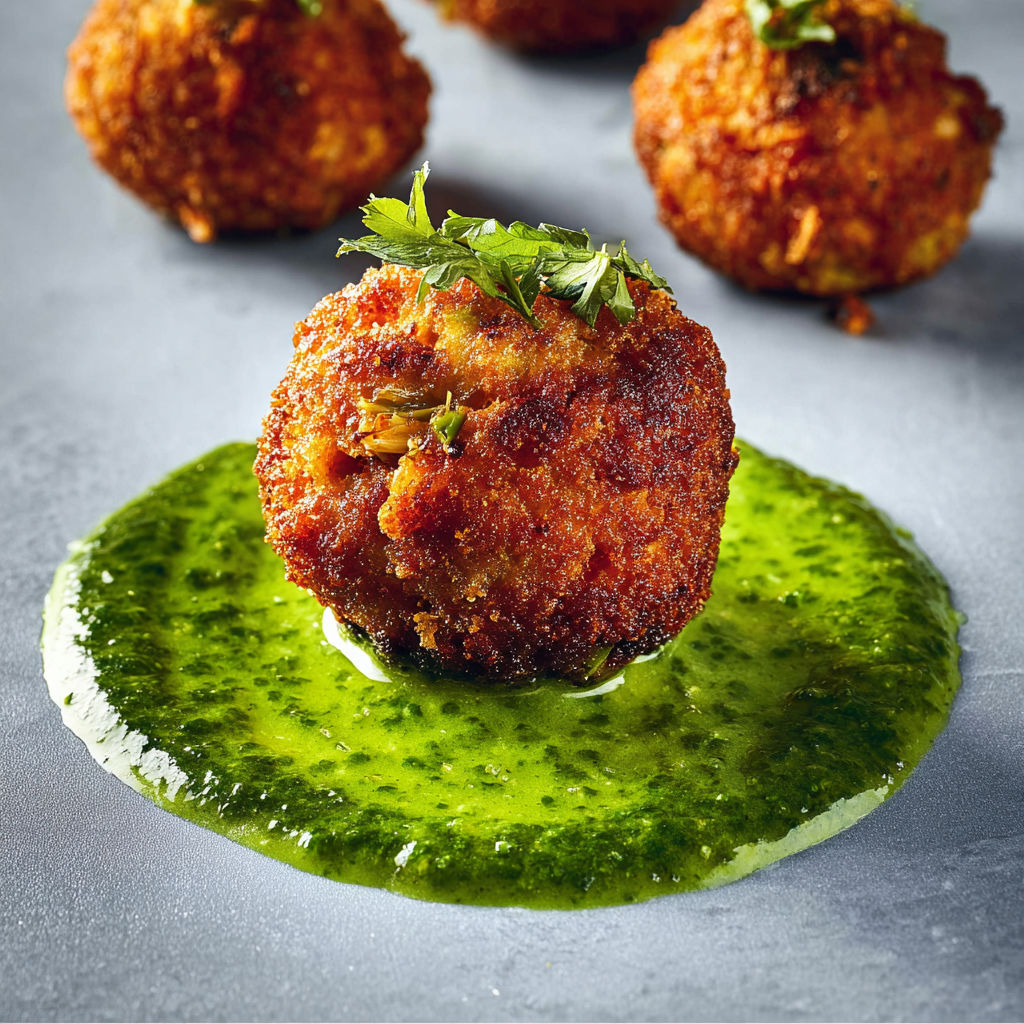 Beignets croustillants thon-artichaut avec sauce citron-herbes pleine de pep’s.