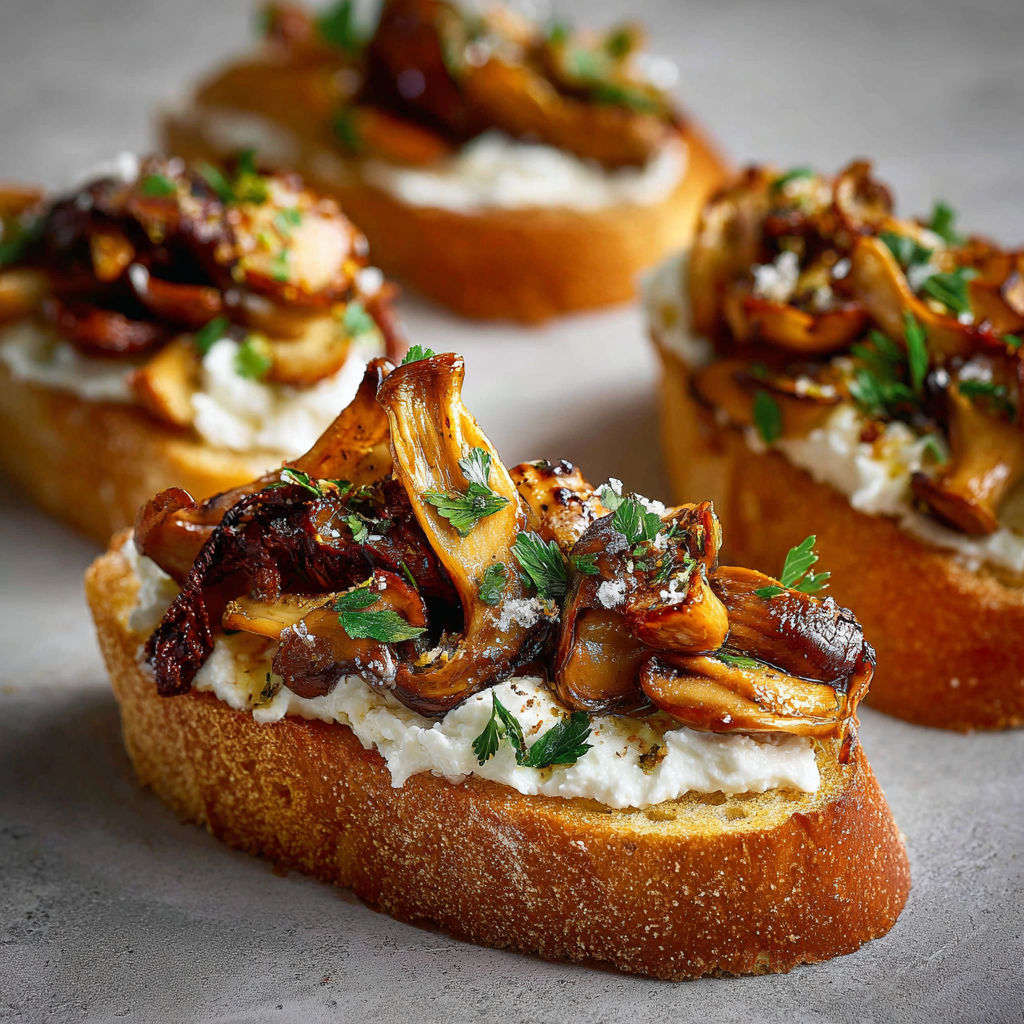 Crostini champignons marinés, plat cool à partager.
