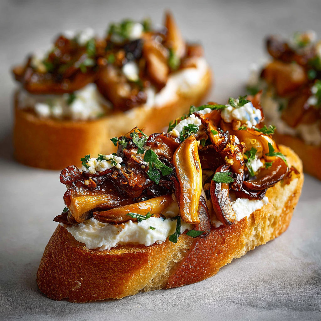 Crostini champignons marinés, plat cool à partager.