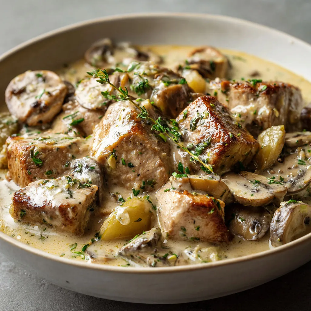 Un délicieux Filet Mignon de Porc avec une Sauce Champignons.