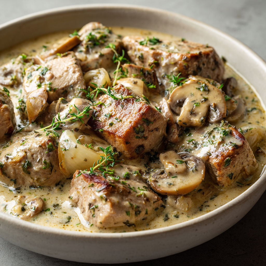 Blanquette fondante de filet mignon au champignon, super crémeuse et cocooning.